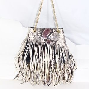 BCBG 100% LEATHER PYTHON PRINTED LEATHER BAG